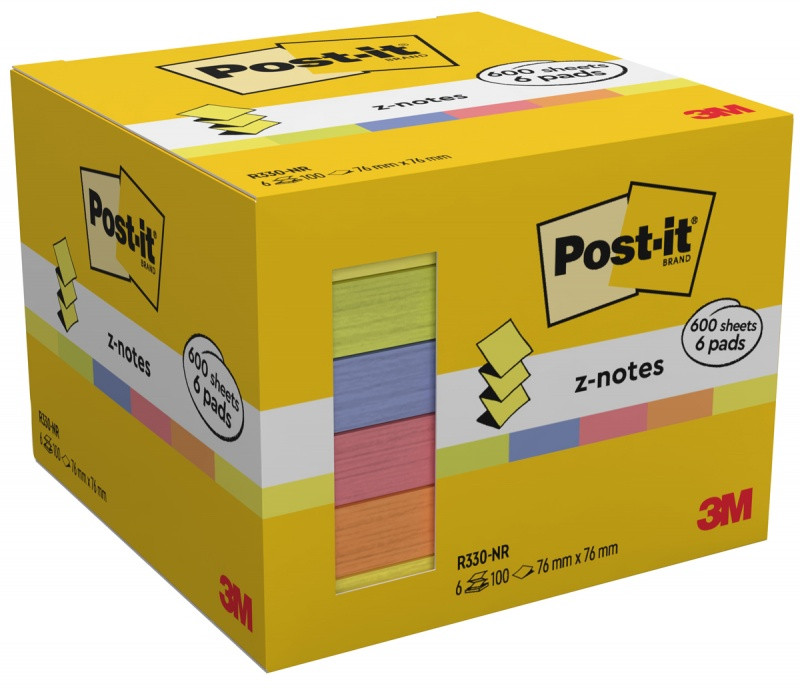 Karteczki samoprzylepne Post-it® Super Sticky Z-Notes 76X76mm 6x100 7R330-NR mix kol.